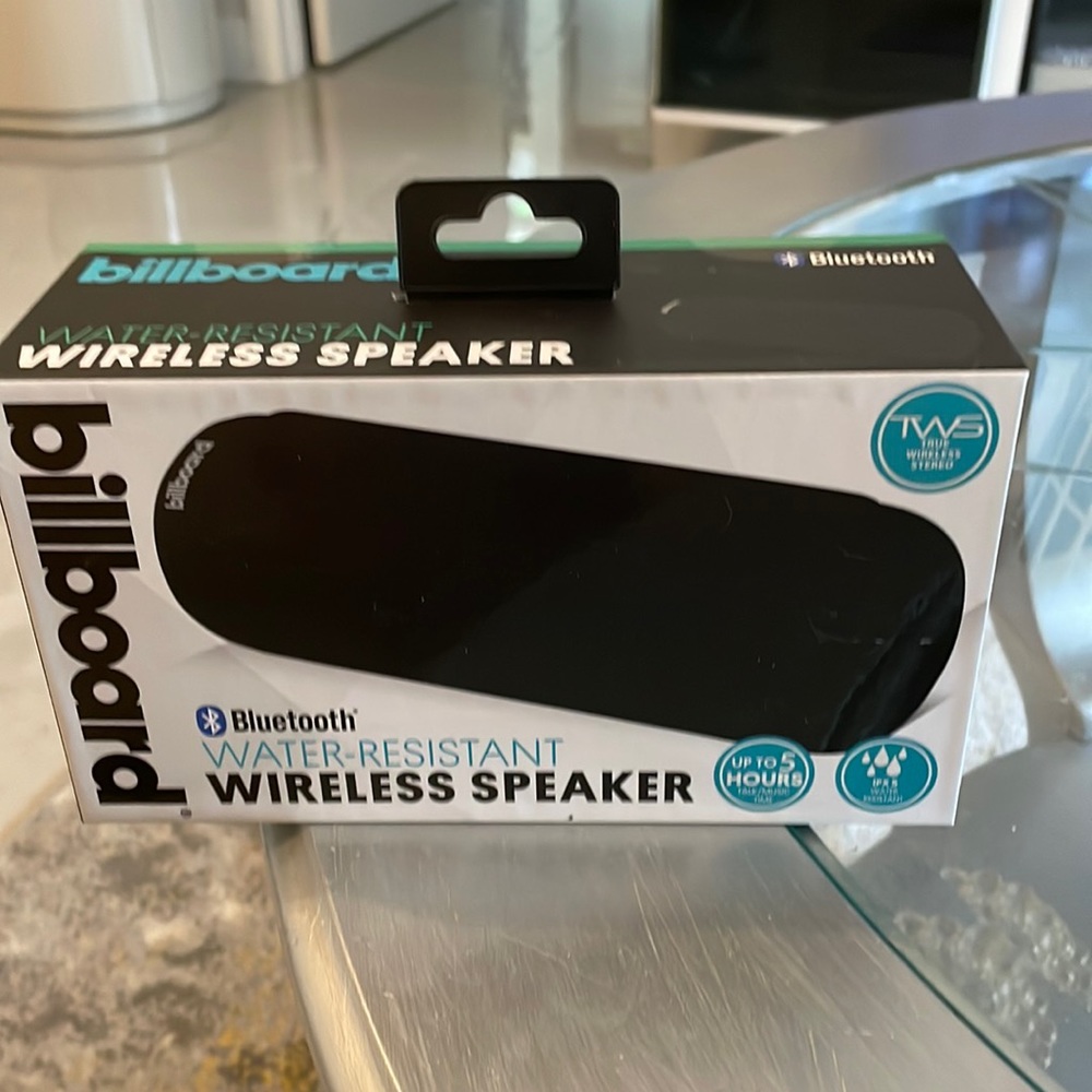 Billboard wireless water resistant speaker. New in box